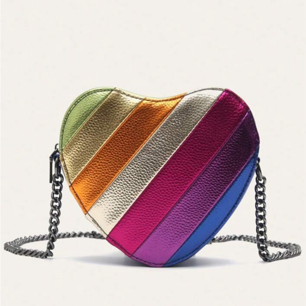 Multicolor Heart-Shaped Crossbody Bag